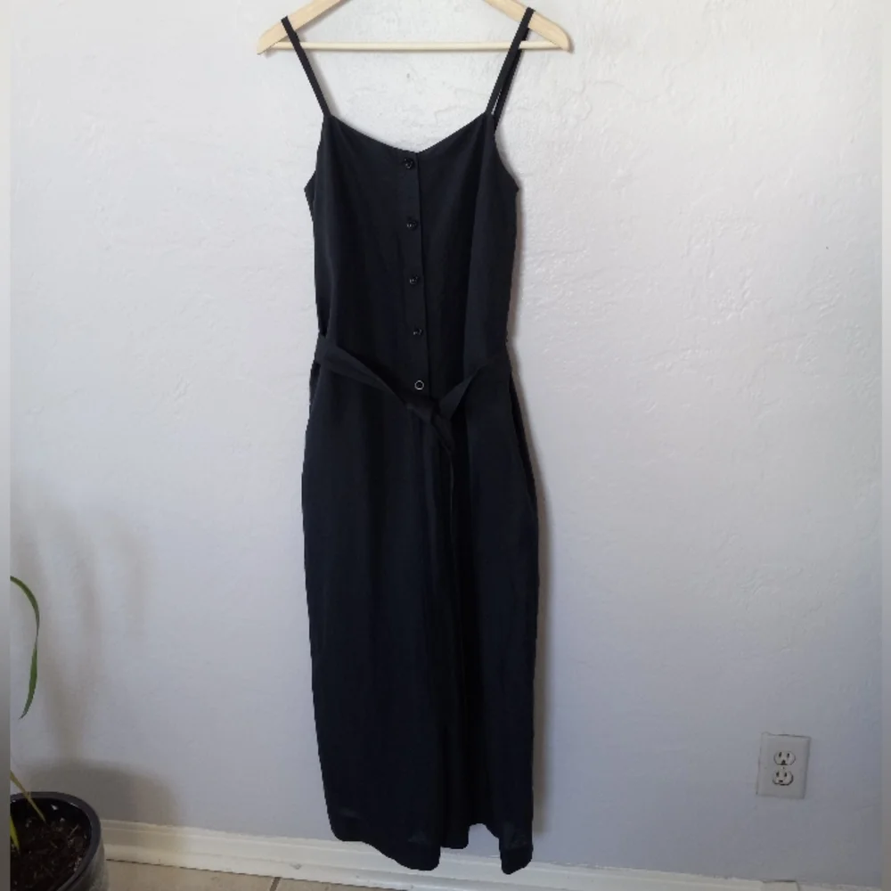 COS Linen Belted Wide Leg Jumpsuit Black 4